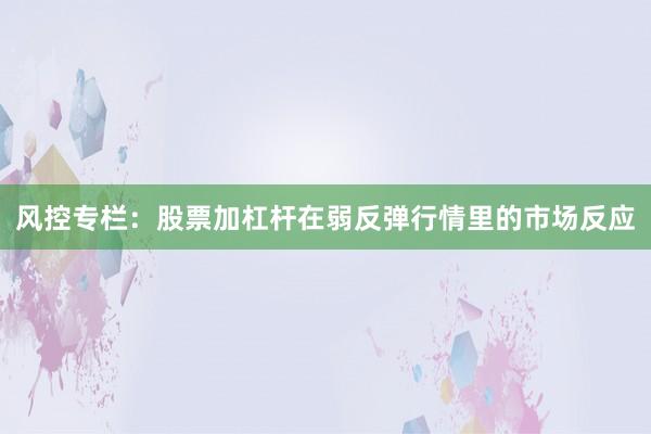 风控专栏：股票加杠杆在弱反弹行情里的市场反应