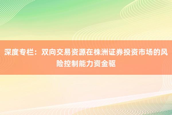 深度专栏：双向交易资源在株洲证券投资市场的风险控制能力资金驱