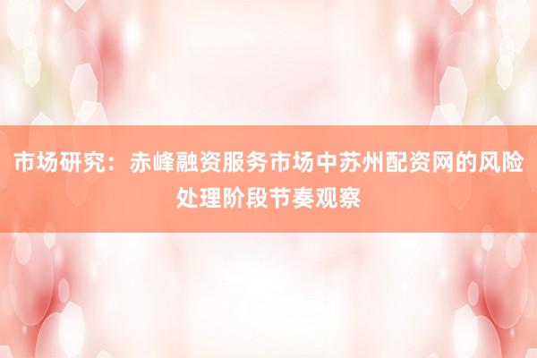 市场研究：赤峰融资服务市场中苏州配资网的风险处理阶段节奏观察