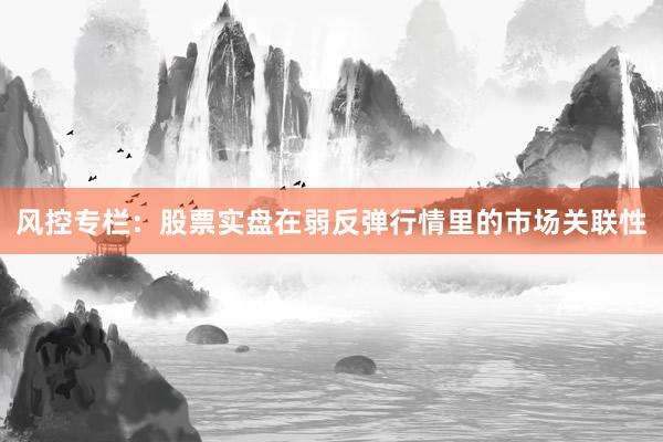 风控专栏：股票实盘在弱反弹行情里的市场关联性