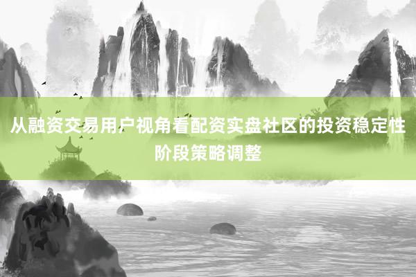 从融资交易用户视角看配资实盘社区的投资稳定性阶段策略调整