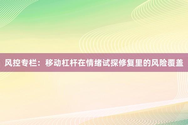 风控专栏:移动杠杆在情绪试探修复里的风险覆盖