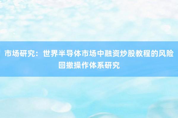 市场研究:世界半导体市场中融资炒股教程的风险回撤操作体系研究