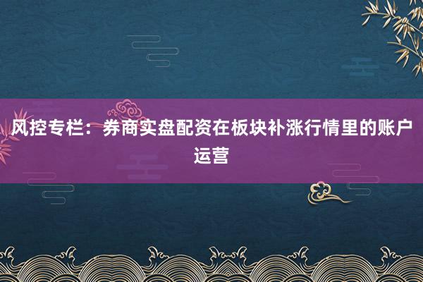风控专栏：券商实盘配资在板块补涨行情里的账户运营