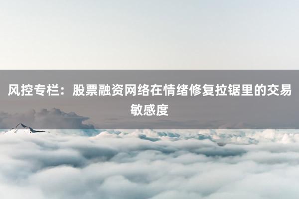 风控专栏:股票融资网络在情绪修复拉锯里的交易敏感度