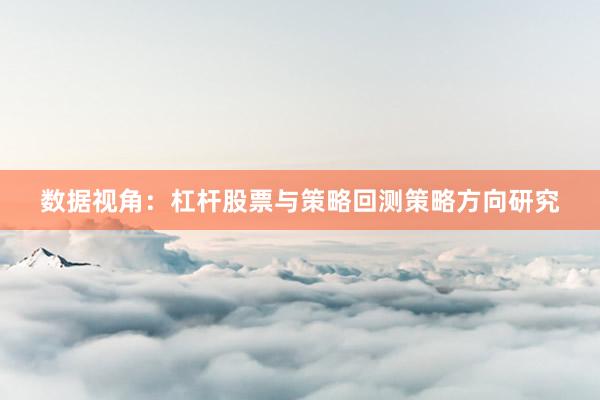 数据视角:杠杆股票与策略回测策略方向研究