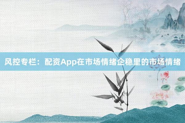 风控专栏:配资App在市场情绪企稳里的市场情绪