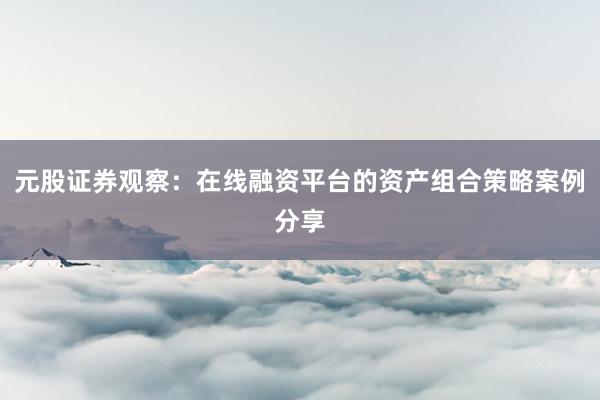 元股证券观察：在线融资平台的资产组合策略案例分享