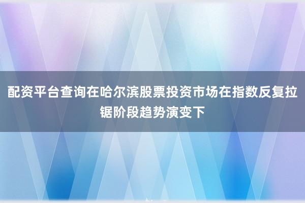 配资平台查询在哈尔滨股票投资市场在指数反复拉锯阶段趋势演变下