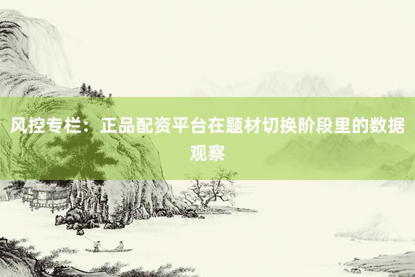 风控专栏：正品配资平台在题材切换阶段里的数据观察
