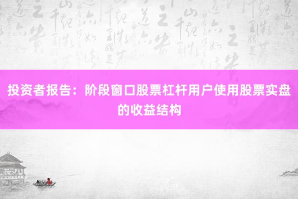 投资者报告：阶段窗口股票杠杆用户使用股票实盘的收益结构