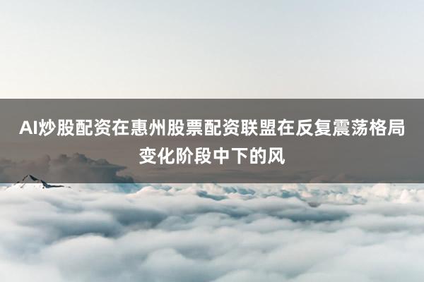 AI炒股配资在惠州股票配资联盟在反复震荡格局变化阶段中下的风