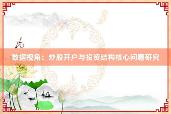 数据视角：炒股开户与投资结构核心问题研究