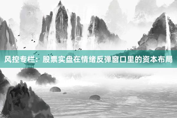 风控专栏：股票实盘在情绪反弹窗口里的资本布局