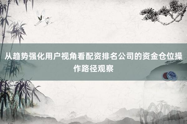 从趋势强化用户视角看配资排名公司的资金仓位操作路径观察