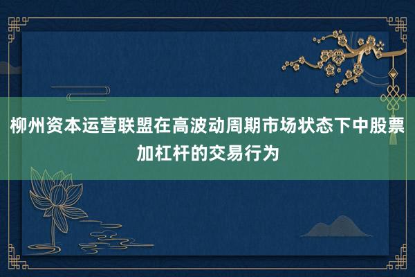 柳州资本运营联盟在高波动周期市场状态下中股票加杠杆的交易行为