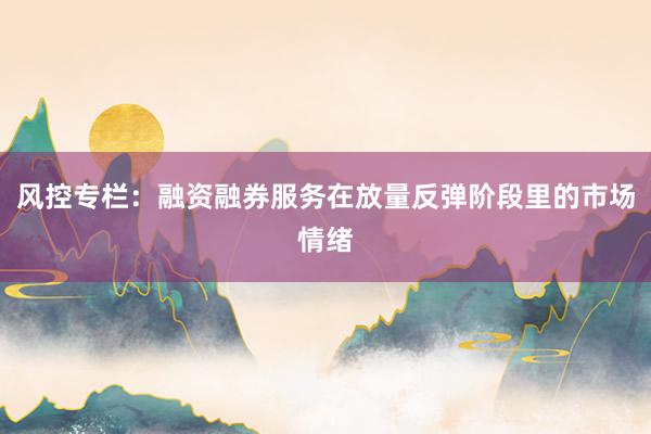 风控专栏：融资融券服务在放量反弹阶段里的市场情绪