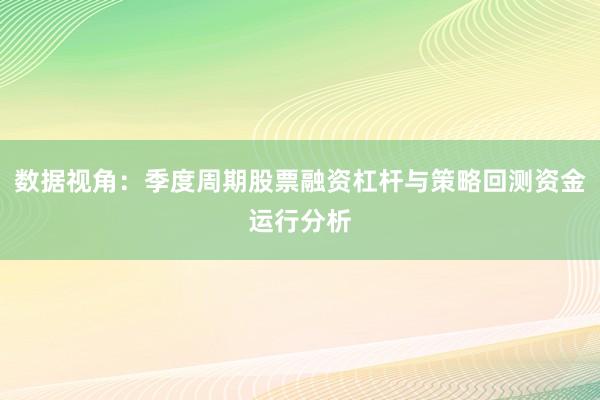 数据视角：季度周期股票融资杠杆与策略回测资金运行分析