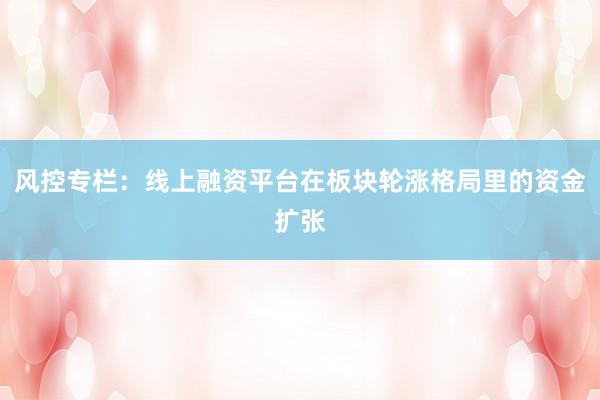 风控专栏：线上融资平台在板块轮涨格局里的资金扩张
