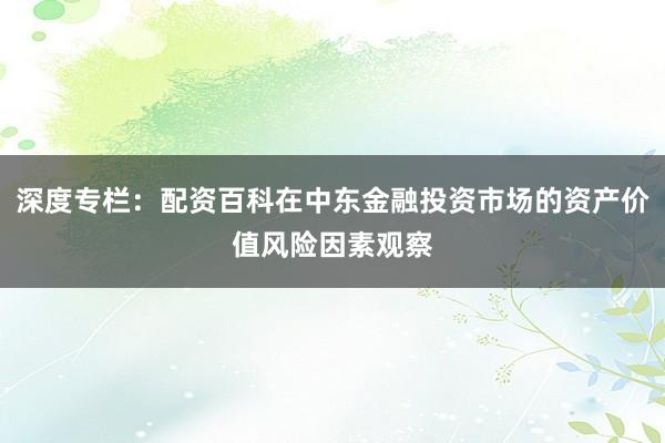 深度专栏：配资百科在中东金融投资市场的资产价值风险因素观察