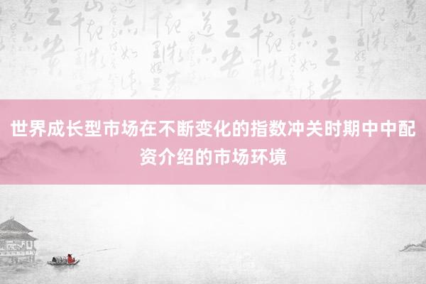 世界成长型市场在不断变化的指数冲关时期中中配资介绍的市场环境