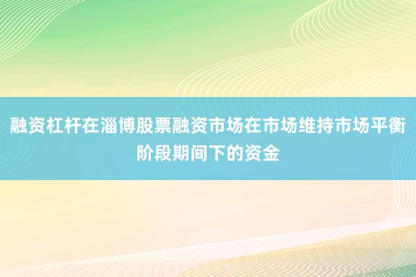 融资杠杆在淄博股票融资市场在市场维持市场平衡阶段期间下的资金