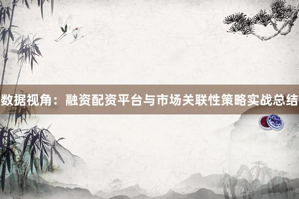 数据视角：融资配资平台与市场关联性策略实战总结