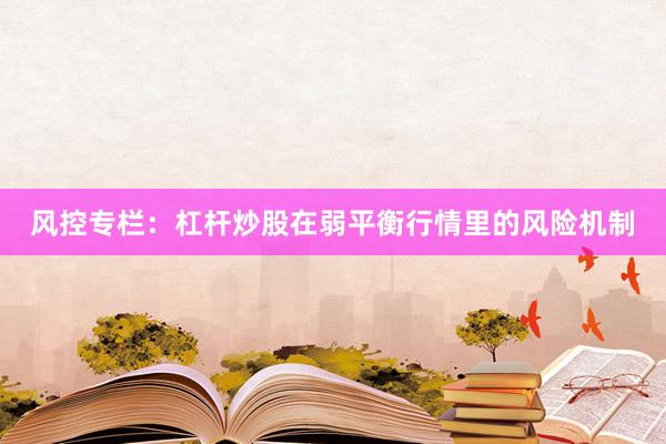 风控专栏：杠杆炒股在弱平衡行情里的风险机制