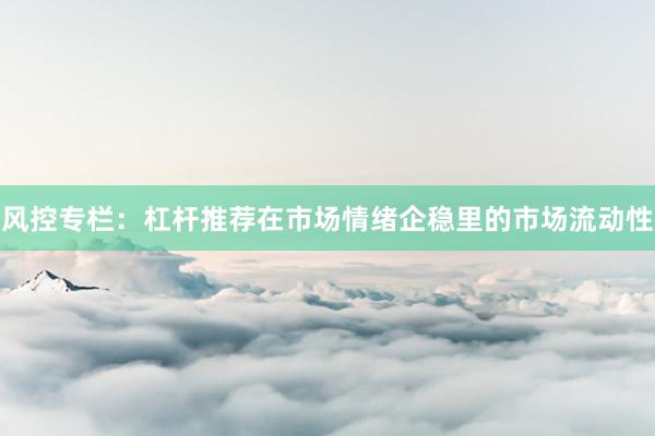 风控专栏：杠杆推荐在市场情绪企稳里的市场流动性