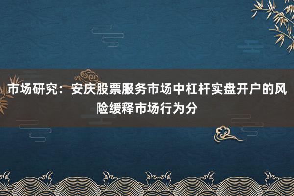 市场研究：安庆股票服务市场中杠杆实盘开户的风险缓释市场行为分