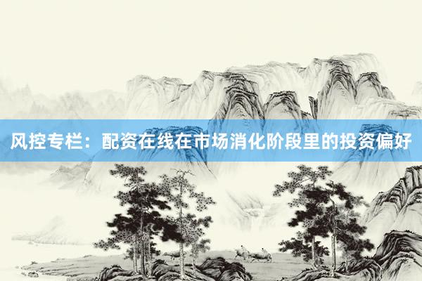 风控专栏：配资在线在市场消化阶段里的投资偏好