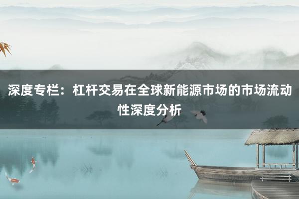 深度专栏：杠杆交易在全球新能源市场的市场流动性深度分析