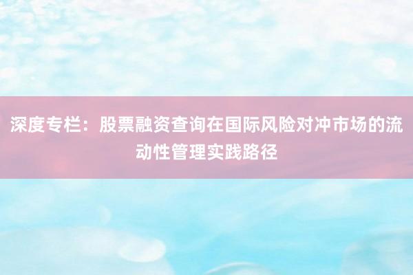 深度专栏：股票融资查询在国际风险对冲市场的流动性管理实践路径