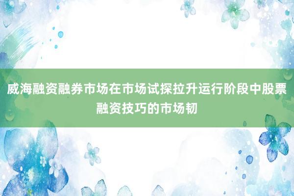 威海融资融券市场在市场试探拉升运行阶段中股票融资技巧的市场韧
