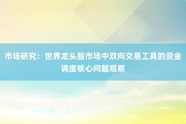 市场研究：世界龙头股市场中双向交易工具的资金调度核心问题观察