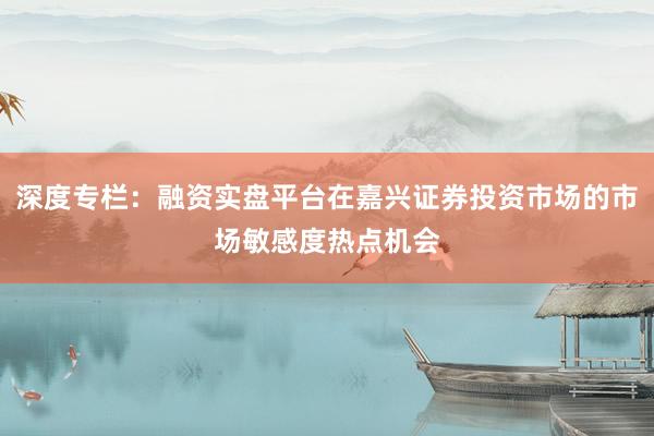 深度专栏：融资实盘平台在嘉兴证券投资市场的市场敏感度热点机会