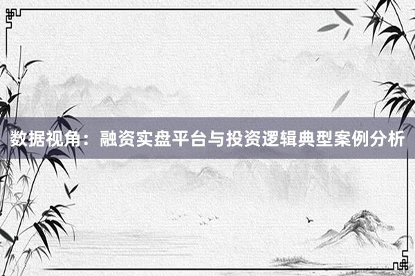 数据视角：融资实盘平台与投资逻辑典型案例分析
