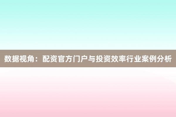 数据视角：配资官方门户与投资效率行业案例分析