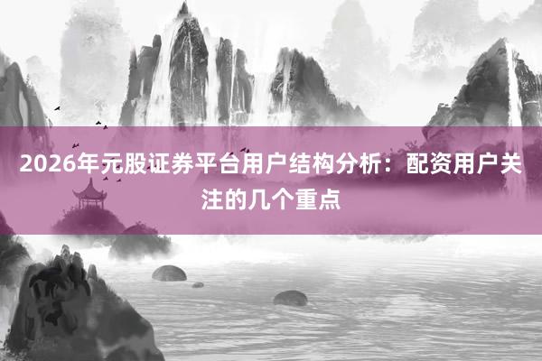 2026年元股证券平台用户结构分析：配资用户关注的几个重点