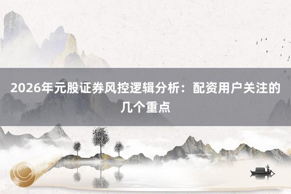 2026年元股证券风控逻辑分析：配资用户关注的几个重点