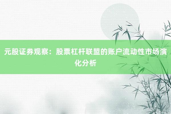 元股证券观察：股票杠杆联盟的账户流动性市场演化分析