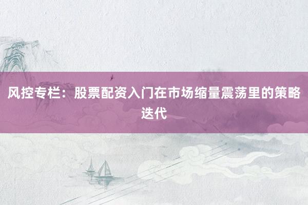 风控专栏：股票配资入门在市场缩量震荡里的策略迭代