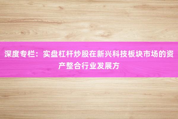 深度专栏：实盘杠杆炒股在新兴科技板块市场的资产整合行业发展方