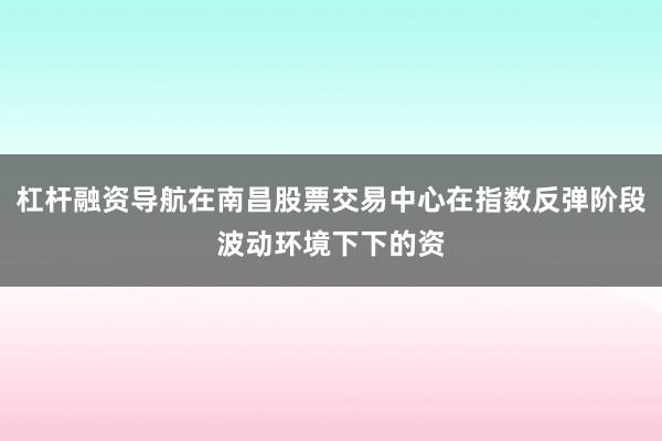 杠杆融资导航在南昌股票交易中心在指数反弹阶段波动环境下下的资