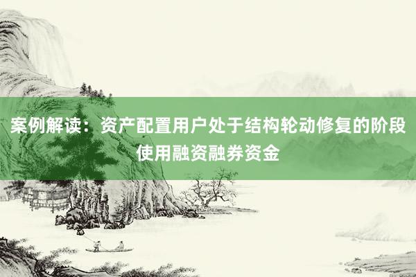 案例解读：资产配置用户处于结构轮动修复的阶段使用融资融券资金