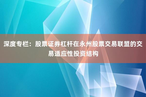 深度专栏:股票证券杠杆在永州股票交易联盟的交易适应性投资结构