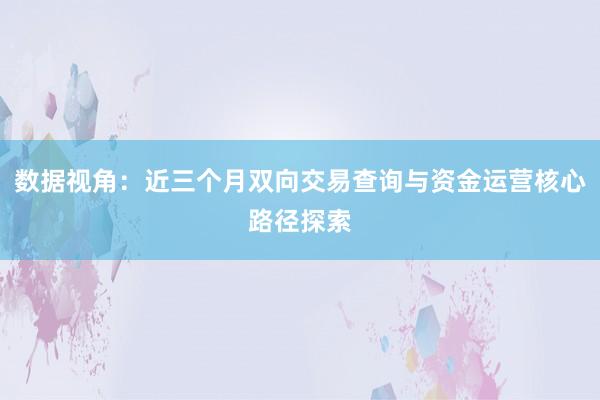 数据视角:近三个月双向交易查询与资金运营核心路径探索