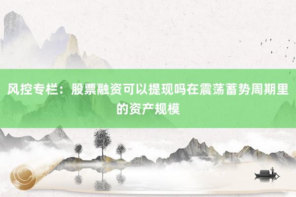 风控专栏：股票融资可以提现吗在震荡蓄势周期里的资产规模