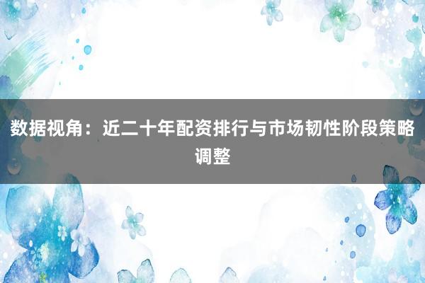 数据视角：近二十年配资排行与市场韧性阶段策略调整