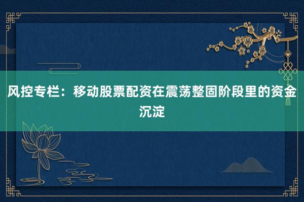 风控专栏：移动股票配资在震荡整固阶段里的资金沉淀